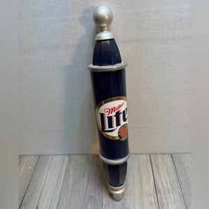 Vintage Miller Lite Beer Tap Handle 12 Inch Cylinder Blue Man Cave Bar Accessory